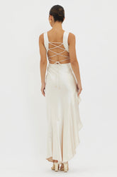 Ellianna Lace-Up Back Maxi Dress Champagne